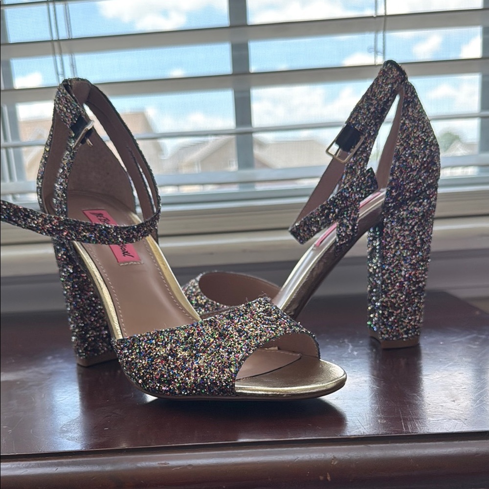 Betsey Johnson Gold Glitter Heels for Special Occasions